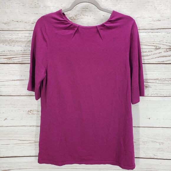 Coldwater Creek Women's Purple Knit Silk Cotton Top Size Large - Picture 1 of 13